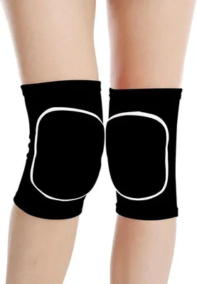 Image de Genouillère de sport avec deux coussins en mousse rembourrés pour l'articulation du genou, respirante et élastique, pour la danse, le volley-ball féminin, unisexe, noire (M).