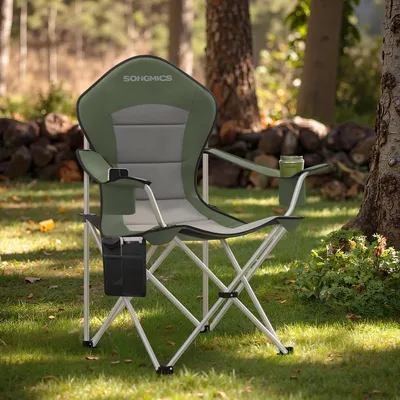 Produktbild von SONGMICS Campingstuhl 2er Set, klappbar, Klappstuhl, breiter Sitz, hohe Rückenlehne, Outdoor-Stuhl, tragbar, Outdoor-Stuhl, Getränkehalter