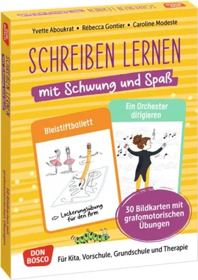 Produktbild von Schreiben lernen mit Schwung und Spaß. 30 Bildkarten mit grafomotorischen Übungen