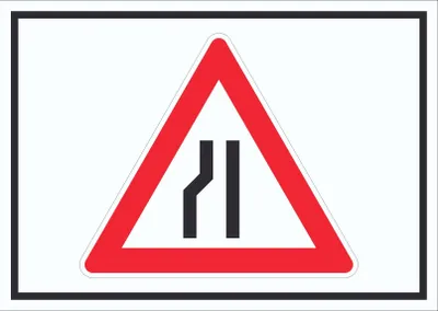 Produktbild von Schild Achtung Verengte Fahrbahn links Symbol A2 (420x594mm)