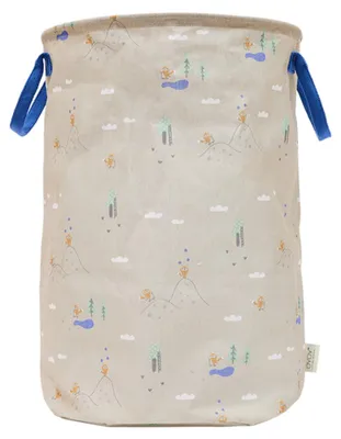 Produktbild von OYOY MINI Foxy Wäschekorb Aufbewahrungskorb Groß M107742 Beige Blau Spielzeugkorb Kinderzimmer Stoffkorb skandinavisch