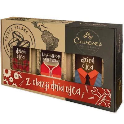 Zdjęcie produktu dla Zestaw Prezentowy Kaw Ziarnistych 3x250g na Dzień Taty – Brazylia Blend 50% Arabika 50% Robusta