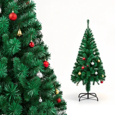 Zdjęcie produktu dla ROSEJANE, sztuczne drzewko świąteczne, kolor zielony, wysokość 180 cm, 500 końcówek gałęzi, wykonane z PVC, z metalowym stojakiem, łatwe w montażu