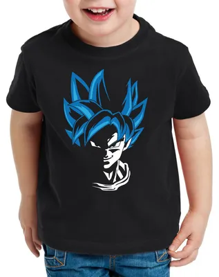 Produktbild von style3 Super Goku Blue God Modus Kinder Anime T-Shirt Training Son Kame Kopf Z Saiyajin Schwarz