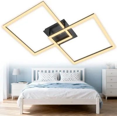 Obrázek produktu pro UISEBRT 60W LED stropní světlo čtvercové kovové svítidlo moderní geometrické teplé bílé svítidlo do obývacího pokoje svítidlo do ložnice svítidlo do kuchyně svítidlo do jídelny stropní osvětlení