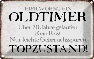 Produktbild von vianmo Blechschild 20x30 cm hier wohnt Oldtimer über 70 Dekoration Spruch Zitat