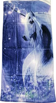 Obrázek produktu pro Plážový ručník s jednorožcem Ručník do sauny Ručník s jednorožcem s fialovými květy v noci 70 x 140 cm 100% bavlna, pro děti