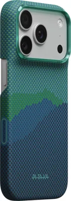 Produktbild von Aramid Handyhülle für iPhone 18 Pro / 17 Pro, PITAKA Ultra-Slim Case mit MagSafe, Grün und Blau mit Polyamid