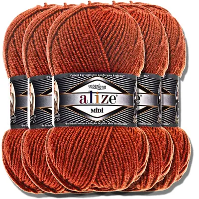 Produktbild von Alize 5x 100g Superlana Midi Wolle, Uni, Häkeln, Stricken (Terra | 36)