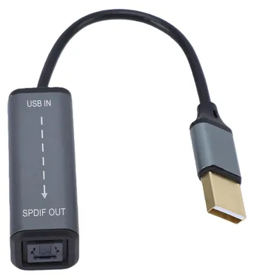 Obrázek produktu pro USB adaptér pro převod signálu na SPDIF: Bezdrátový přenos. Převod signálu z USB typu A na optický audio výstup. Vhodné pro počítače, notebooky, multimediální přehrávače a reproduktory