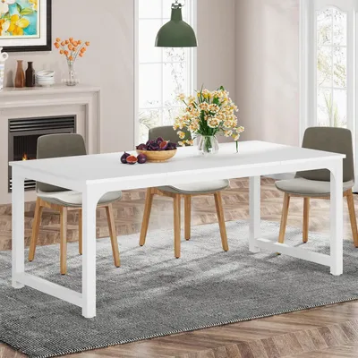Produktbild von Esstisch Rechteckig 180 x 80 x 75 cm Weiß Industrielles Design Metallbeine 4-8 Personen