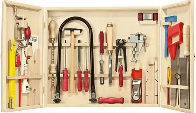 Produktbild von Laubsäge - Holzschrank mit Stahlwerkzeugen
