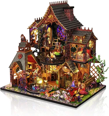Obrázek produktu pro Stavebnice miniaturního domečku, kreativní dřevěný domeček pro panenky na vlastní výrobu, dřevěné puzzle pro dospělé a mládež, ideální dárek k narozeninám, kouzelný domeček
