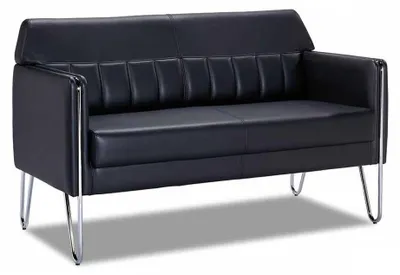 Zdjęcie produktu dla Ekskluzywna czarna 3-osobowa designerska sofa skórzana do salonu 182 cm