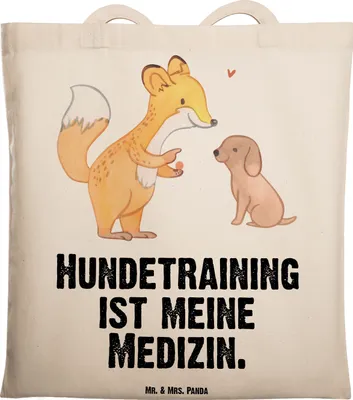 Produktbild von Mr. & Mrs. Panda Tote Bag Fuchs Hundetraining - Transparent - Geschenk, Hundeprüfung, Jutebeutel, Tasche, Hundeerziehung, Tragetasche, Shopping, Welpenschule, Hundeschule