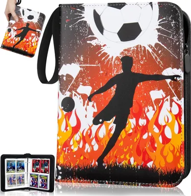 Produktbild von Fußball Karten Sammelalbum 50 Seiten 400 Tasch, Fußball Sammelalbum, Sammelkarten Album mit Reißverschluss und Griffschlaufe, Tragbar Wasserdicht