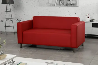 Produktbild von 2-Sitzer Sofa rot Kunstleder 146x70x78 cm Sitzhöhe 40 cm vollständig gepolstert