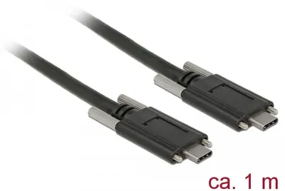 Produktbild von DeLOCK 83720, 1 m, USB C, USB C, USB 3.2 Gen 2 (3.1 Gen 2), Männlich/Männlich, Schwarz