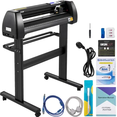 Productafbeelding van VEVOR vinylsnijmachine, snijplotter, 870 mm, LED-plotterprinter, nauwkeurige handmatige positionering, softwareondersteuning voor MAC- en Windows-systemen, instelbare kracht en snelheid