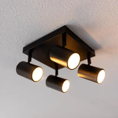 Produktbild von hoftronic LED-Deckenleuchte 35W 4 Spots GU10 Schwarz quadratisch
