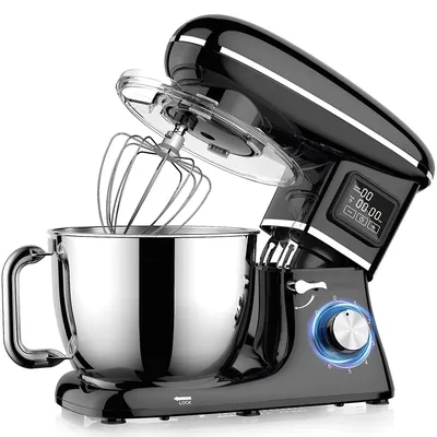 Obrázek produktu pro Kuchyňský robot – hnětač a mixér, 1900 W – 6 rychlostí – mísa z nerezové oceli o objemu 6,5 litru – dotykový displej – černá barva