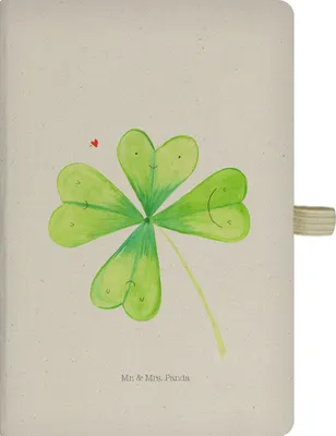 Produktbild von Mr. & Mrs. Panda notizbuch Blume Kleeblatt - Transparent - Geschenk, Garten, Glücksbringer, A5, Adressbuch, Neuanfang, Motivation, Glück, Kladde, Umzug, Journal, Tagebuch