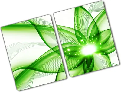 Produktbild von Tulup Glas Herdabdeckplatte - 2x40x52 cm - Glaskeramikkochfeld-Abdeckung Spritzschutz Glasabdeckplatte Kochplattenabdeckung und Schneidebrett - Zweiteilig - Kunst: modern & klassisch - Abstraktion - Grün