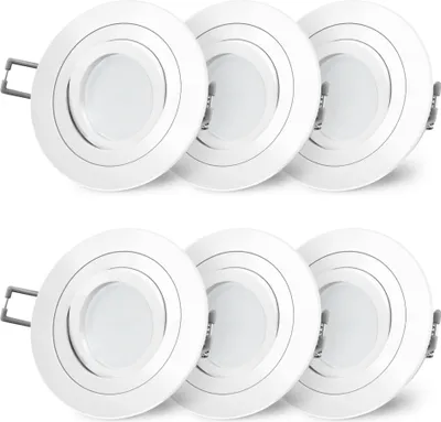 Produktbild von 6 Stück SSC-LUXon RF-2 Einbauleuchte LED weiß schwenkbar rund - mit wechselbarem LED GU10 5W 230V neutralweiß - Einbaustrahler