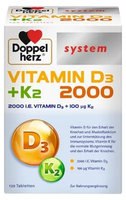Immagine prodotto di Sistema Doppelherz Vitamina D3 + K2 2000 Compresse, 120 Compresse