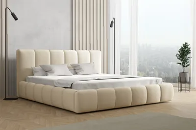 Produktbild von Polsterbett Doppelbett GIULIA Komplettset 160x200cm Stoff Magic Velvet Creme