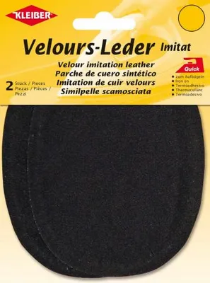 Produktbild von KLEIBER Velour-Aufbügelflecken oval 100 x 130 mm schwarz 2 Stück