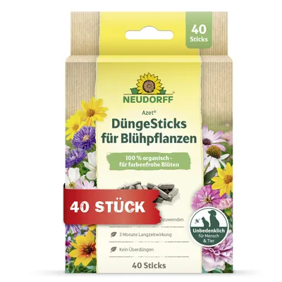Produktbild von Neudorff Azet DüngeSticks für Blühpflanzen 40 Düngestäbchen - einfache Anwendung mit Langzeitwirkung