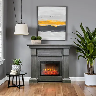 Immagine prodotto di ElectricSun camini elettrici MONTENEGRO Grigio, con effetto sonoro, 3 colori, con l'app, L127xH107cm