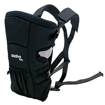 Image de Porte-bébé Asalvo noir, à porter sur le ventre
