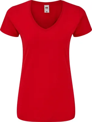 Produktbild von Fruit of the Loom - "Iconic 150" T-Shirt V-Ausschnitt für Damen LT1746 (XS) (Rot)