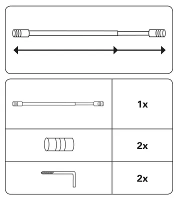 Produktbild von Gardinia Vitragestange Zylinder Ø 10 mm weiß 40 - 65 cm