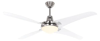 Image de Ventilateur de plafond avec éclairage et télécommande Mirage 142 cm Chrome brossé / Transparent
