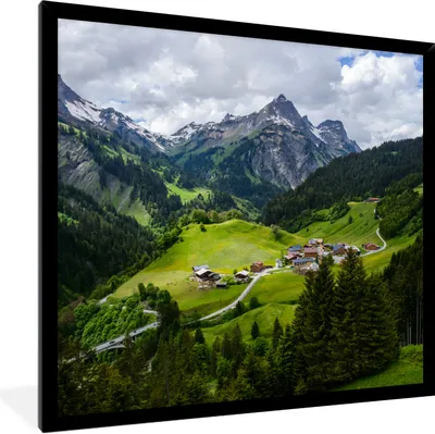 Produktbild von MuchoWow® Gerahmtes Poster Berge in Österreich 40x40 cm - Poster mit Schwarzem Bilderrahmen Wandposter Rahmen Foto Bilder - Mit Rahmen - Wanddekoration Schlafzimmer