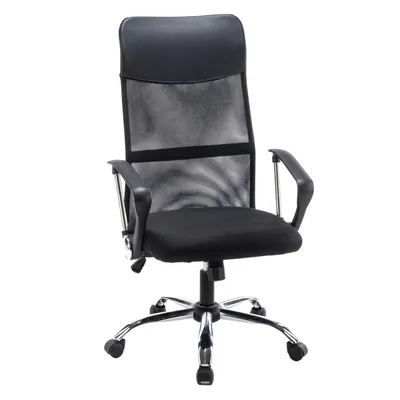 Produktbild von Bürostuhl SŁAWEK, ergonomischer drehbarer Bürosessel, verstärkte Stahlkonstruktion, höhenverstellbarer Sitz, schwarze Polsterung, für Büro und Homeoffice