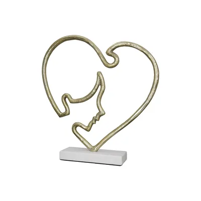Immagine prodotto di Gilde Skulptur, Herz, "Modern Face", Gesichtsmotiv, Aluminium, goldfarben, VE 1, L. 7.5 cm, B. 39 cm, H. 40 cm 50663 4063387506639