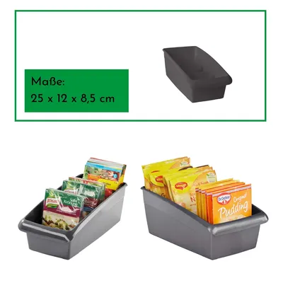 Immagine prodotto di Novaliv scatola per sacchetti per zuppa 4 pezzi set economico organizzatore per cassetti cucina - 25 x 12 cm GRIGIO ANTHRAZITE scatola per spezie - sistema organizzatore per cassetti - conservazione di ingredienti per condire e cucinare