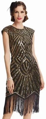 Produktbild von BABEYOND Damen Kleid voller Pailletten 20er Stil Runder Ausschnitt Inspiriert vo