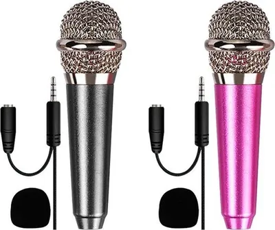 Immagine prodotto di 2 mini altoparlanti per il karaoke con telefoni cellulari e computer portatili - piccoli microfoni per karaoke