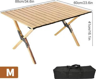 Produktbild von Klappbarer Campingtisch - Rolltisch Größe M - Tragbarer Picknicktisch - Kohlenstoffstahl - Für 4 Personen - Mit Tragetasche