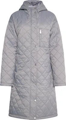 Produktbild von Damen Jacke XS grau mit Kapuze, Rautensteppmuster und verdecktem Reißverschluss