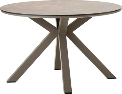 Produktbild von Dehner Gartentisch Marseille, runder Dining-Tisch, bis zu 4 Sitzplätze, Ø 120 cm, Höhe 75 cm, Aluminium / Kunststoff, braun