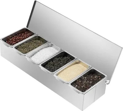 Obrázek produktu pro YIYIBYUS, nerezový box na koření, 6 oddělených přihrádek, stříbrný