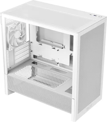 Image de NZXT H3 Flow (2025) All White Midi Tower mATX Gaming Gehäuse weiß mit Glasfenster