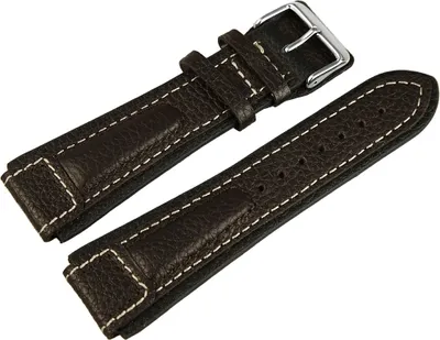 Produktbild von Echtleder-Uhrenarmband, dunkelbraun, weiße Naht, 20 mm - 24 mm