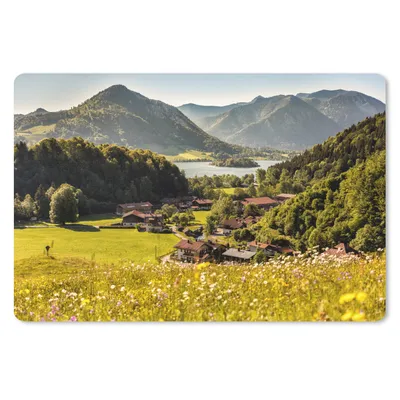 Produktbild von MuchoWow® Schreibtischunterlage Alpen - Berge - Blumenwiese 60x40 cm - XXL Mauspad - Großes Mauspad